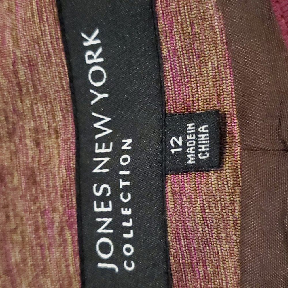 JONES NEW YORK Raspberry & Tan Silk Look Jacket - Picture 2 of 9